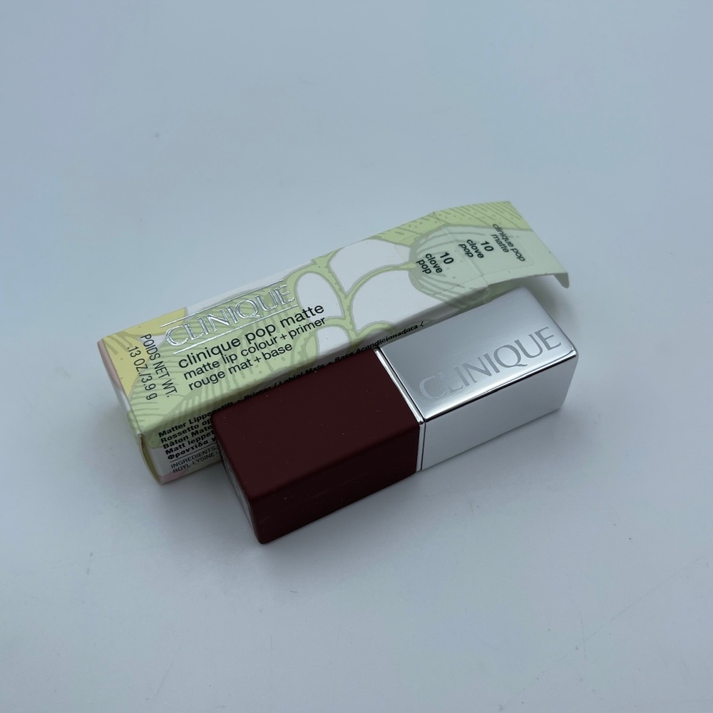 NEW Clinique Pop Matte Lip Color + Primer 10 CLOVE POP Lipstick Full Size 3.9g